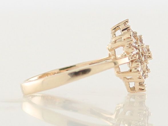 10k Gold .65ct Champagne Diamond Cluster Cocktail Ring Size 6 No 