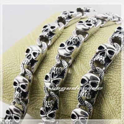 Cool 316L Stainless Steel Mens Skull Necklace 5E019  