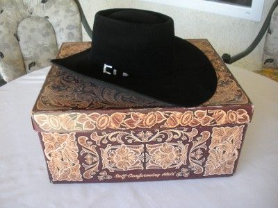 Resistol black gold 20x fur cowboy hat sterling silver buckle original 
