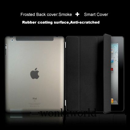 Black Leather Smart Cover + Back Hard Case 2in1 iPad 2  