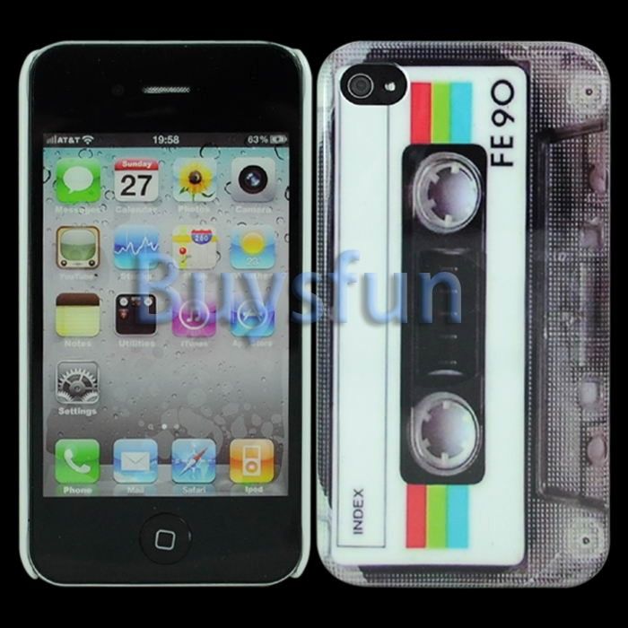 Classic Cassette White Hard Cover Case Skin for Apple iPhone 4 4G 4S 