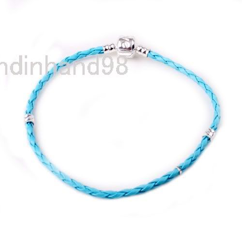 FREE SHIP LEATHER BRAIDED LOVE CHARM BRACELET FOR BEADS 16CM COLORFUL 