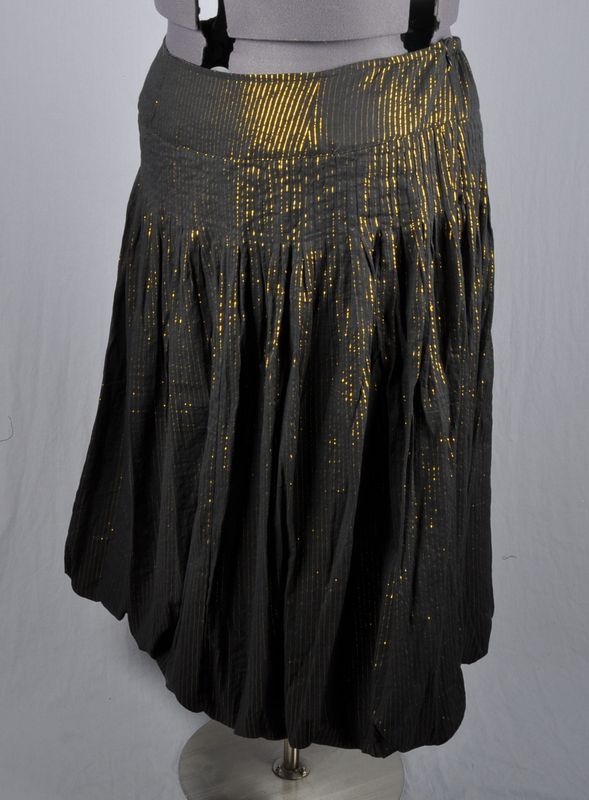 SOFT SURROUNDINGS Black & Gold Metallic Pinstripe Bubble Hem Skirt 