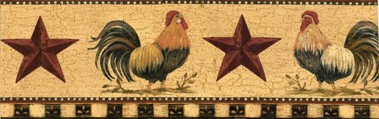 Primitive ROOSTER Wall border ~ Wallpaper Country Decor  