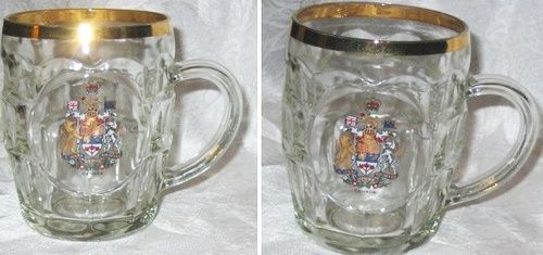 Vintage Canadian Gold Trim Glass Mug Set of 2  