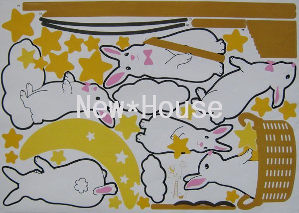 Rabbit Moon Wall Stickers REMOVABLE Decor Decal Z101  