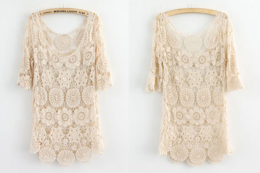   Style Women Lady Hollow Out Crochet Knit Cut Out Loose Blouse Tops Jzy