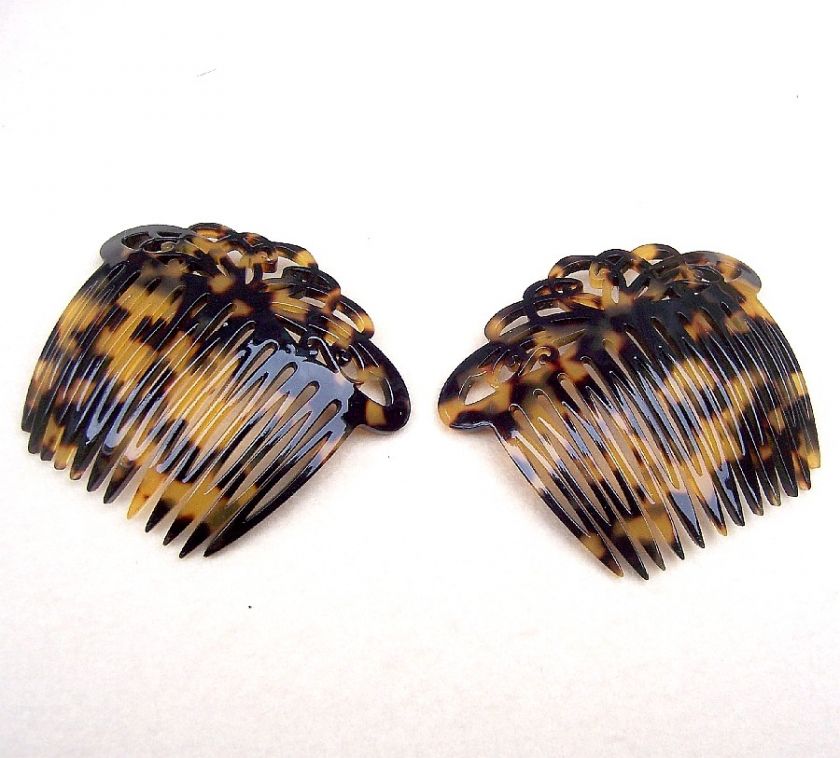 LOT OF TWO FRANCE LUXE FAUX TORTOISESHELL (TOKYO) SIDE HAIR COMBS 