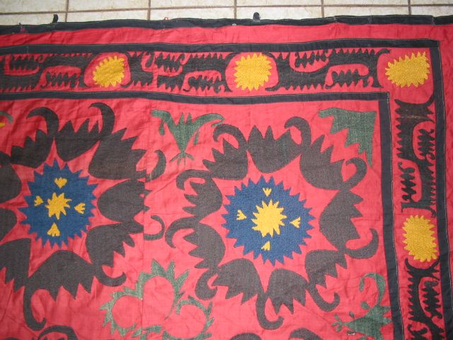 Antique Suzani Uzbekistan Silk Embroidery B 8012  