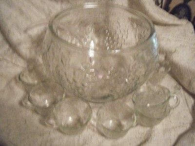 Vintage Indiana Glass~Celebration~Grape Punch Bowl Set~MIB  
